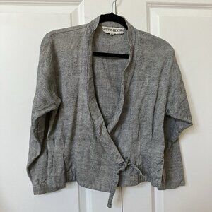 Vintage Cotton Pickers Wrap Tie Front Top Womens S Cotton Heathered Boho